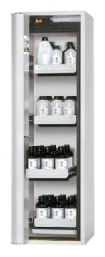 Bezpečnostní skříň s požární odolností 90min, skládací dveře (levé dveře)_4x zásuvka, ocelový poplastovaný plech